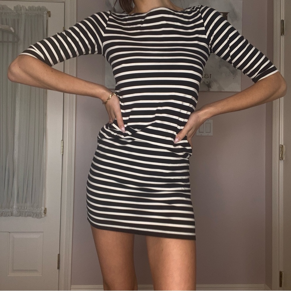 Black and white stripped dress
